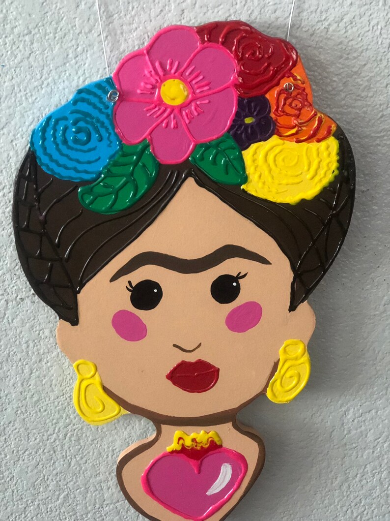 Frida Wall Hang Frida Kahlo Wreath-Frida Door Hanger Frida Kahlo Decor Kitsch Art Mexican Folk Art-Mexican Kitsch Frida Wall Door Sign