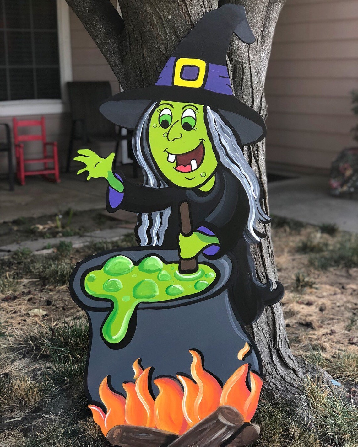 Halloween wood Decoration Halloween Yard Decor Witch Decor Etsy