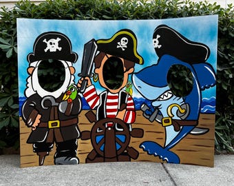 Pirate Photo Booth Prop – Hand-Painted Cardboard Cutout for Birthday Parties