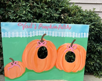 Hand-Painted Pumpkin Patch Photo Booth Prop – Fall Birthday Party
