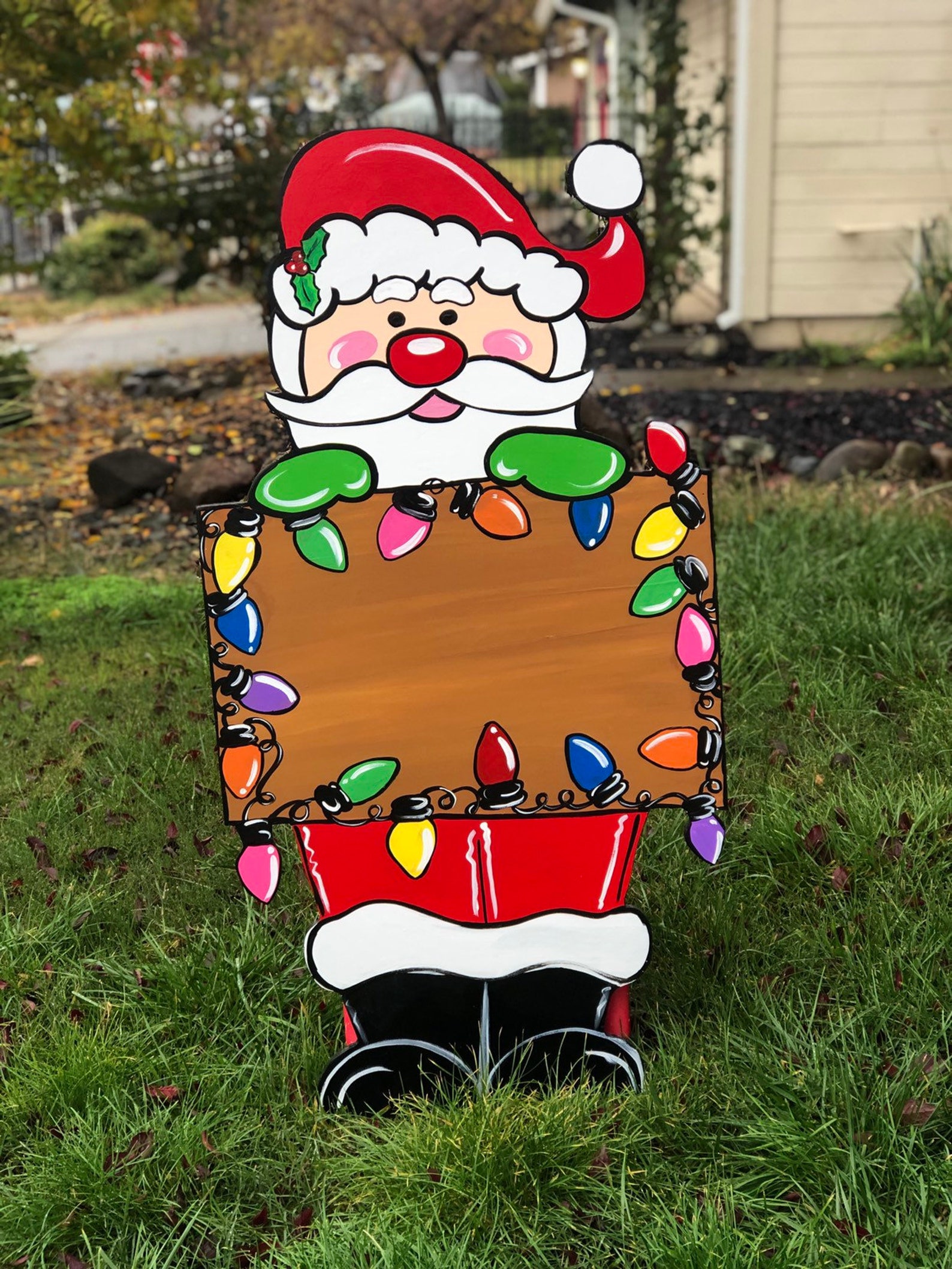Santa Yard Sign Christmas Yard Art Santa Outdoor Decoration Etsy