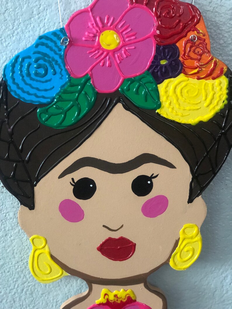Frida Wall Hang Frida Kahlo Wreath-Frida Door Hanger Frida Kahlo Decor Kitsch Art Mexican Folk Art-Mexican Kitsch Frida Wall Door Sign