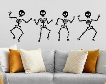 Dancing Skeletons Wall Decal - Halloween Home Decor - Removable Vinyl