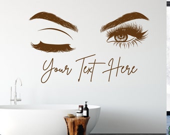 Custom Beauty Salon Wall Decal - Eyelashes and Brows Decal - Personalized Spa Decal - Storefront Window Decal