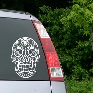 Sugar Skull Sticker, Sugar Skull Decal, Laptop Decal, Sugarskull, Sugar Skull, Day of the Dead, Dia de los muertos, Disney, Yeti Decal, Rose image 1