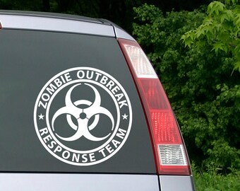 Zombie Outbreak Response Team Decal - 12x12 Inch Green Biohazard Vinyl Sticker For Cars & Windows