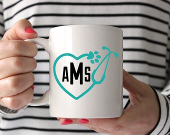 Custom Yeti Decal, Veterinary Decal, Yeti Monogram Decal, Nurse Monogram, Custom Decal, Car Decal, Laptop Decal, Tumbler, Mug Decal