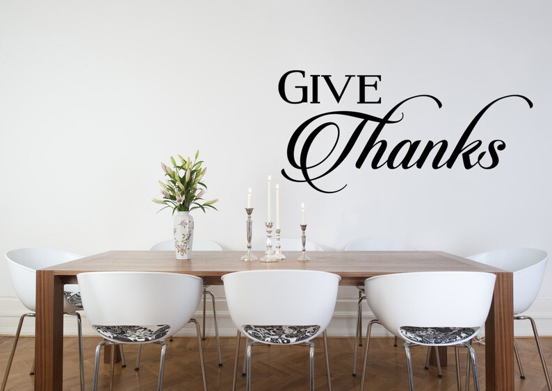 Give Thanks Wall Decal Thanksgiving Wall Decal Thanksgiving Etsy
