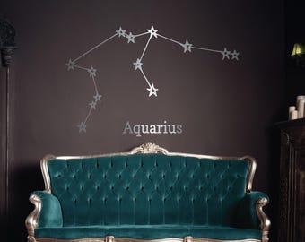 Custom Zodiac Constellation Wall Decal - Astrology Decor in Gold, Silver, or Copper