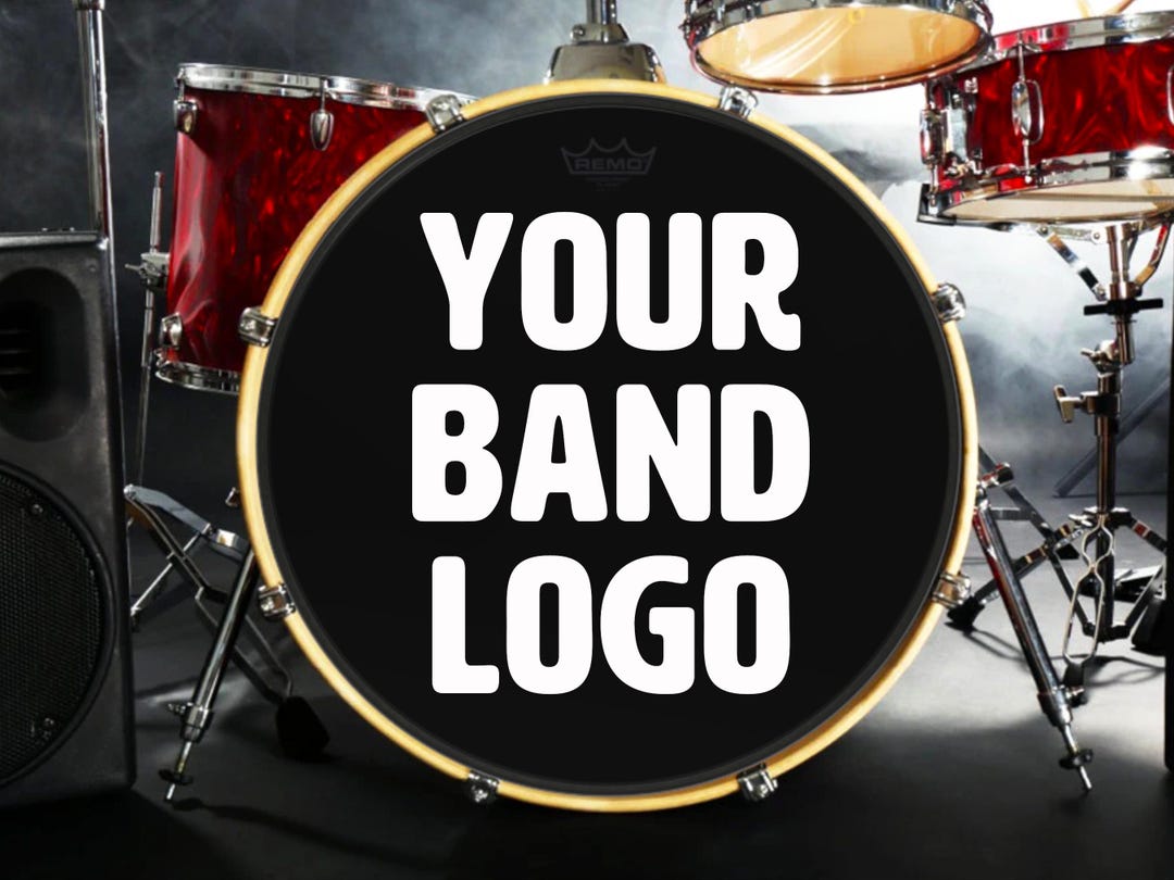 Custom Bass Drum Decal - Band Name or Logo Transfer Sticker - Drum Head ...