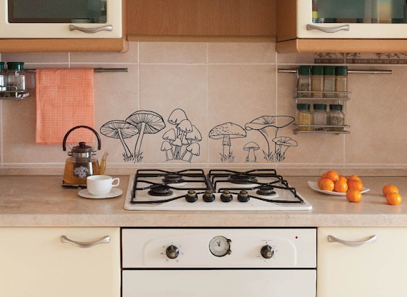 Pack Of 5 Mushroom Decals Mushroom Stickers Kitchen Decor Etsy