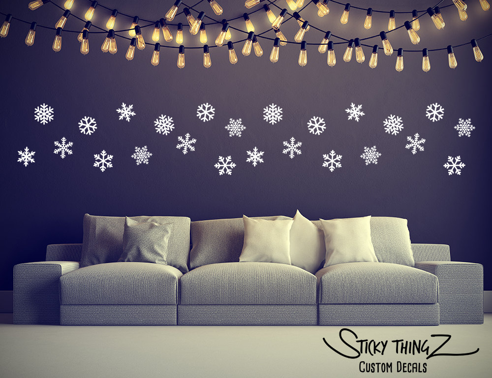 Snowflake Decals Snowflake Wall Decals Christmas Decals Etsy