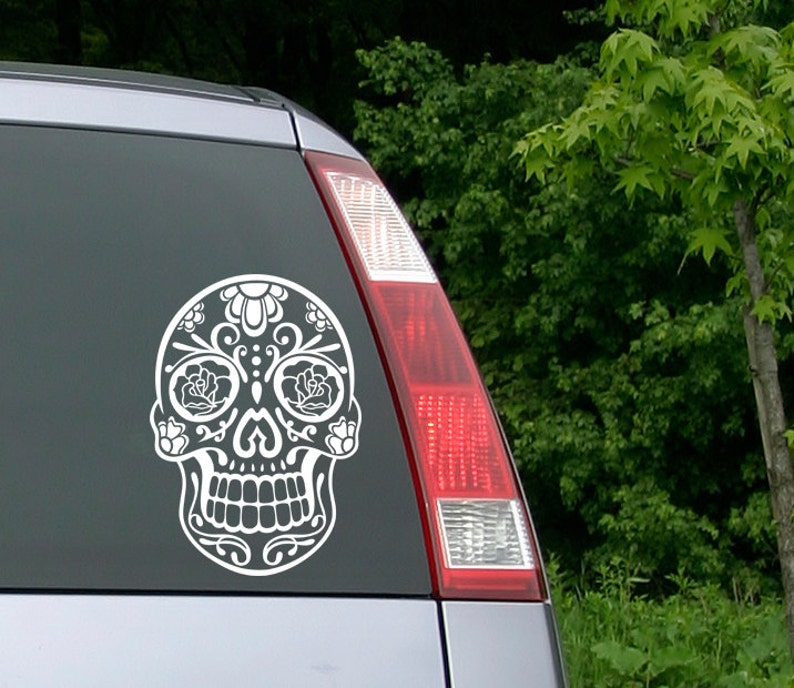 Sugar Skull Sticker, Sugar Skull Decal, Laptop Decal, Sugarskull, Sugar Skull, Day of the Dead, Dia de los muertos, Disney, Yeti Decal, Rose image 1