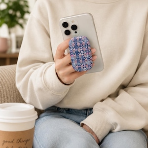 Soporte para teléfono Clickit con diseño de conejito adorable / Agarre para teléfono Kawaii rosa y azul / Soporte para teléfono con diseño de conejito y estrella / Regalo alternativo a PopSocket
