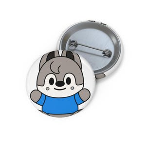 Cute Cartoon Wolf Pin Button | Kawaii Animal Badge, Blue Shirt Character Pin, Cute Backpack Jacket Accessory