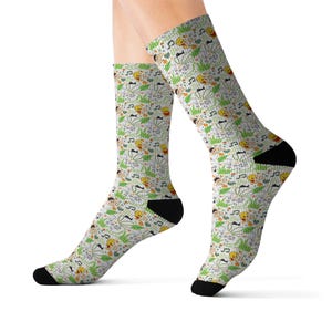 Abstract Confetti Pattern Crew Socks | Colorful Sublimation Socks, Fun Party Print Socks, Casual Aesthetic Crew Socks