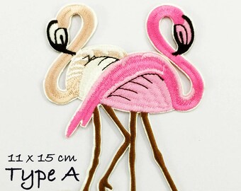 Pink Flamingo Embroidered Applique: Tropical Bird Patch