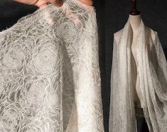 Rose embossed pleats transparent lace mesh