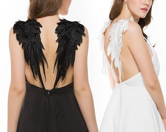 Un par blanco / negro alas bordado parche Angel y accesorios del diablo