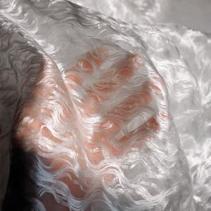 Luxury Sheer Mesh Fabric | Silk Thread Layered Wave Texture | Soft, Breathable, Wrinkle-resistant | Bridal & Couture