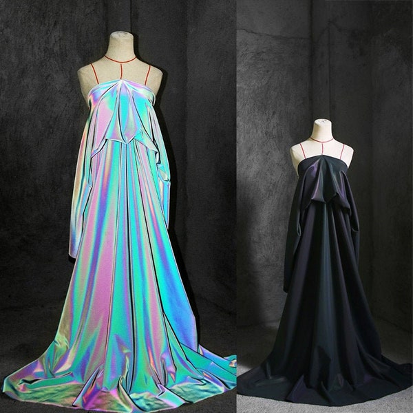 Material reflexivo a laser Midnight Rainbow Tecido criativo com gradiente colorido