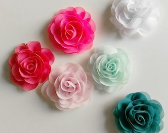 Blue Fabric Peony Rose hollow out Artificial flowers for Hats Shoes Corsages Crafts Brooch