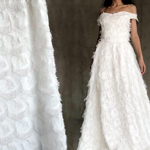 Tassel Mesh fabric,Lace ruffles 3D embroidery fashion fabric,pleated fabric, haute couture fabric,party dress fabric