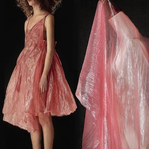 Pink polyamide see-through crepe fabric
