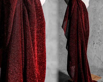 Ruby Stretchy Translucent Glitter Fabric