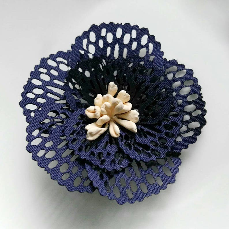 Blue Fabric Peony Rose hollow out Artificial flowers for Hats Shoes Corsages Crafts Brooch