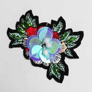 Fantastic Embroidery Beaded Flower Applique Rhinestones for Lyrical Dance, Costumes, Garments