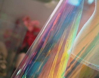 Translucent Rainbow TPU Fabric Unicorn Magical Prism Hologram Festival Rave Iridescent Creative Costume 0.2mm 1/2 yard