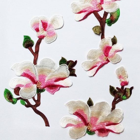 3 Orchid Flower Appliques Embroidered Patches for Etsy