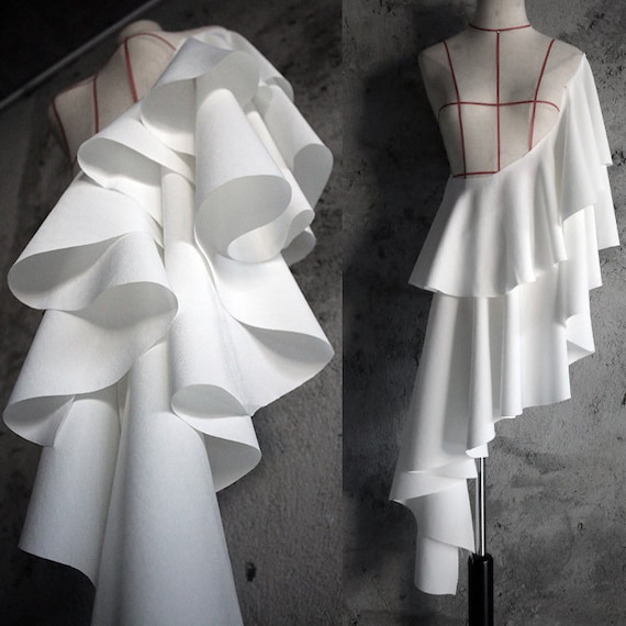 Black/white Polyester Twill Plain Fabric Dressmaking Material | Etsy