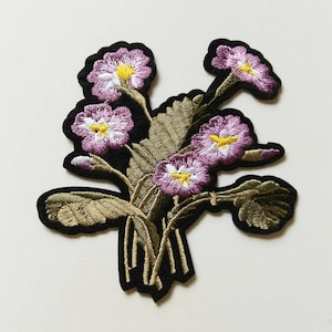 Purple chrysanthemums clusters Flower Embroidered Iron-on Applique Patch, Floral Patch for Clothing , Dress Decorative Appliques