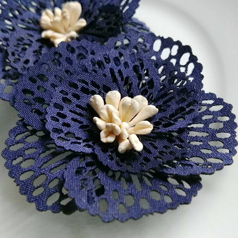 Blue Fabric Peony Rose hollow out Artificial flowers for Hats Shoes Corsages Crafts Brooch