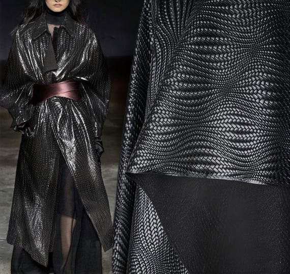 Basket Weave Faux Leather Fabric by the Yard — 3D Embossed Vegan Leather for Bags, Purses & Crafts