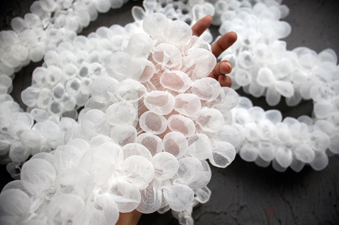 3D Bubble Mesh Fabric, Sheer Sculptural Puff Texture, Heat-set for ...