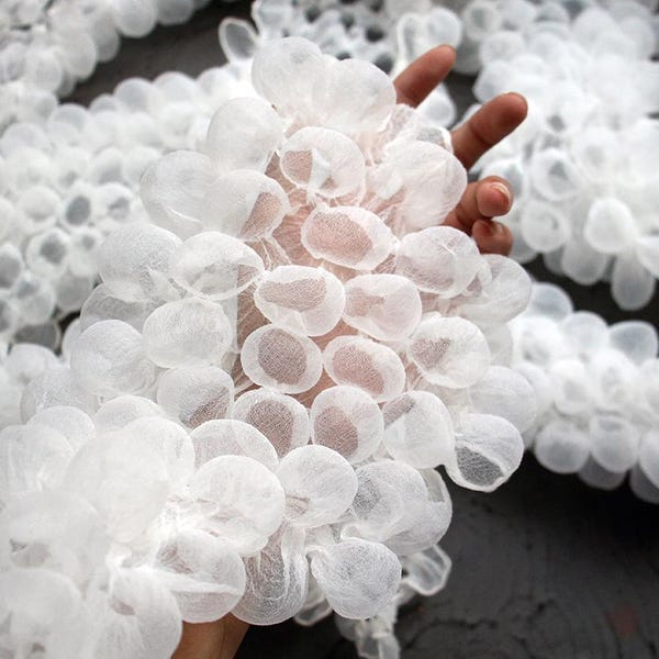 Four colors 3D Bubble mesh Fabric, Sheer Sculptural Puff Texture, Heat-Set for Fashion, Costume & DIY Crafts
