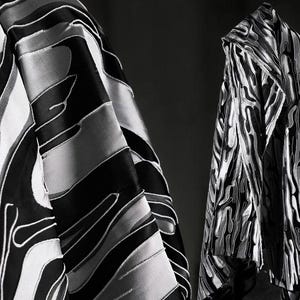 Sky Mirror Irregular Jacquard Polyester Blend Fabric  RED ｜ Black ｜ Gary
