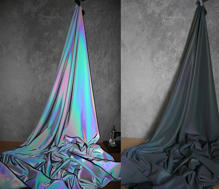 Full Elastic Force Colorful Reflective Fabric Laser Colorful Thickened  Reflective Warning Fabric Designer Creative Fabric