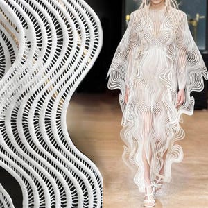 Crescent white lace hollow wavy fabric texture accessories