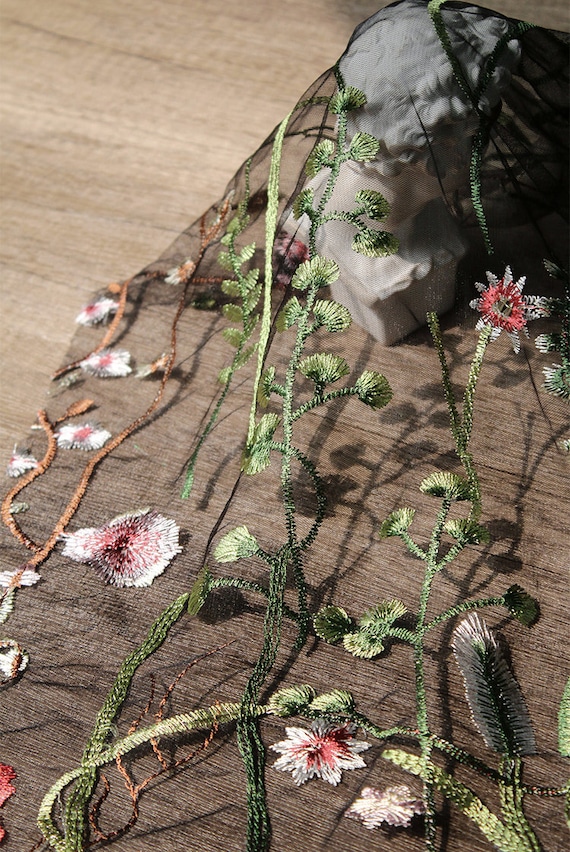 Spring Flowers Plant Embroidery Lace Pattern See-through Spring Flowers Plant Embroidery Lace Pattern See-through