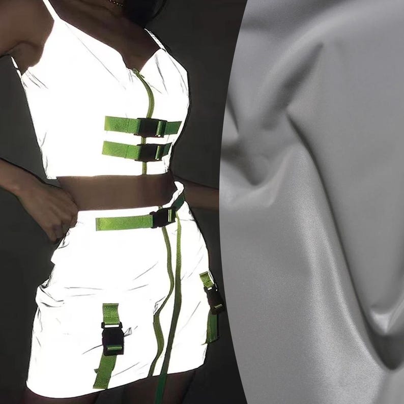 High Visibility Silver Reflective Special Fabric Night Strong Light Luminescent Material image 1
