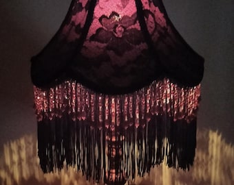 Victorian European Fabric Lampshade With Bead Lace Tassels – Soft Light For Table, Floor & Pendant Lamps (10.2 Inch)