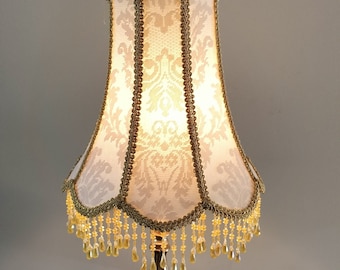 Lovely vintage style cream lace colored lamp shade hand made