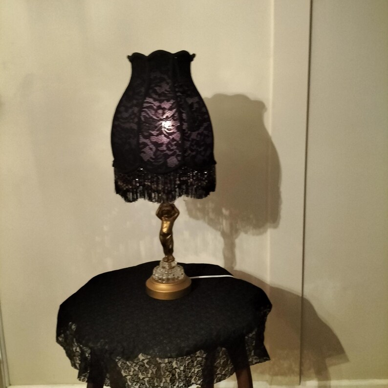 Black Vintage Boho Style Table Lamp Shade New Handcrafted Pair