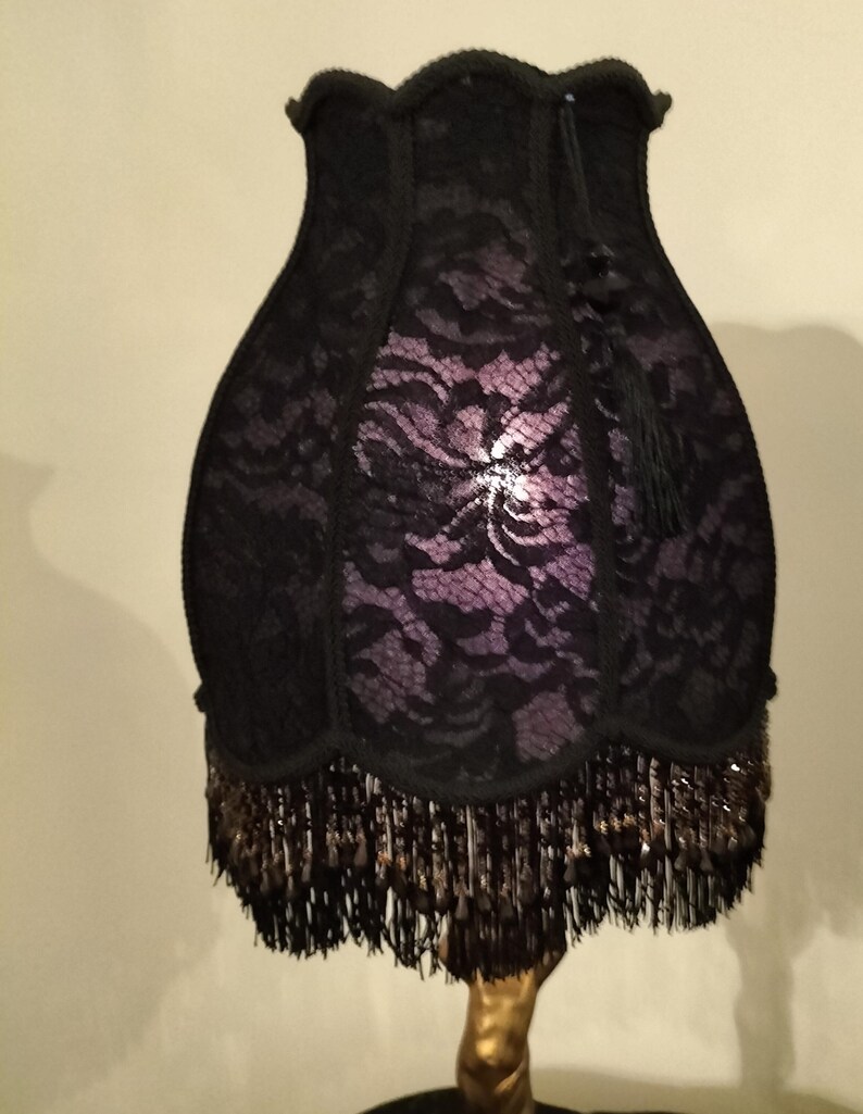 Black Vintage Boho Style Table Lamp Shade New Handcrafted Pair