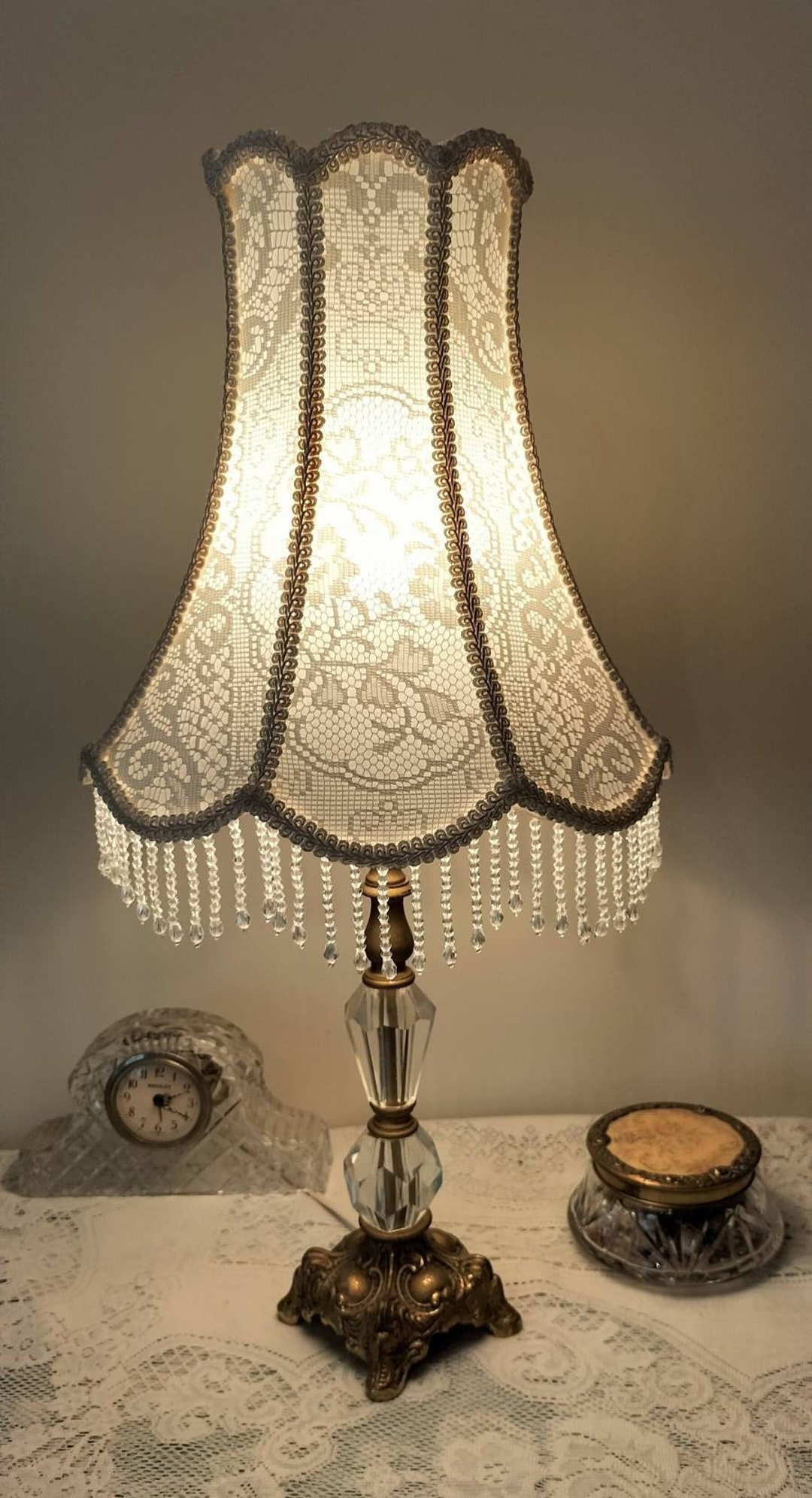 Lovely Cream Lace Vintage Style Lampshade Hand Made Etsy