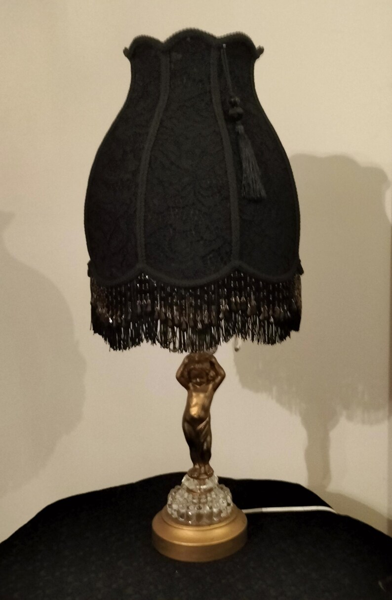 Black Vintage Boho Style Table Lamp Shade New Handcrafted Pair